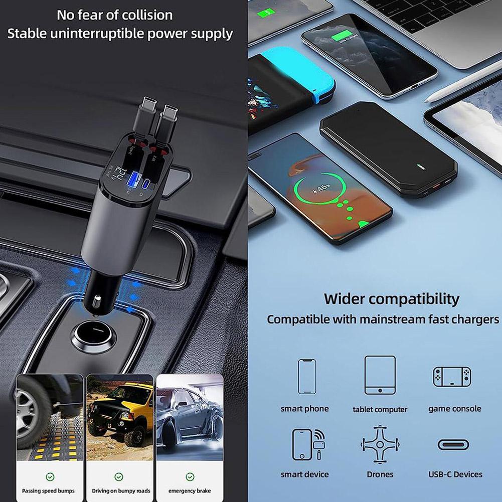 ⏰Promoción del último día: 50 % de descuento: cargador de coche retráctil de carga rápida