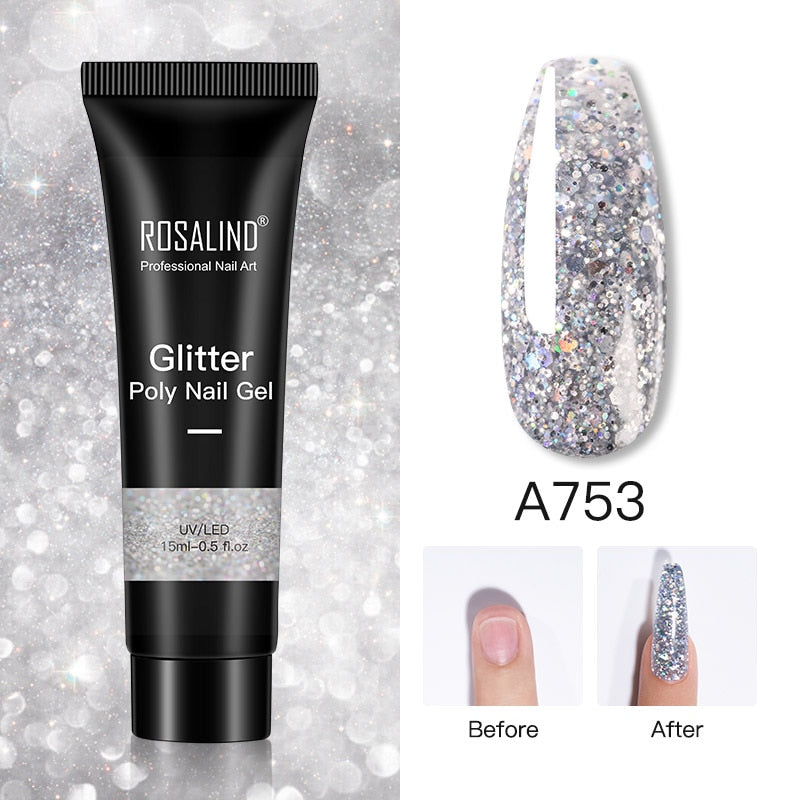 (COMPRAS 2 PACK +1 GRATIS) Kits de uñas de poligel ROSALIND POLY Nail GEL 15/30 ml esmalte de uñas