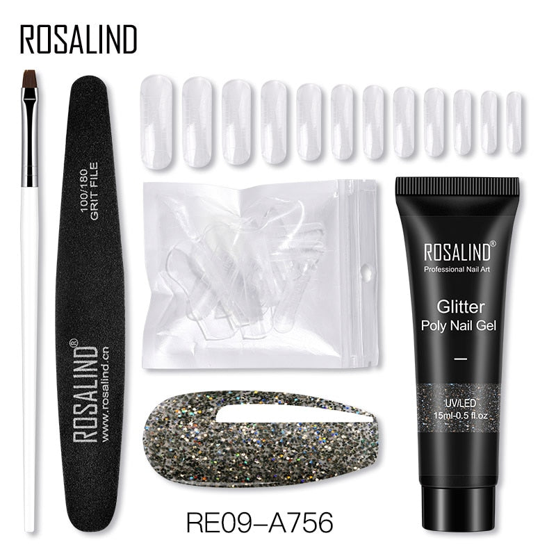 (COMPRAS 2 PACK +1 GRATIS) Kits de uñas de poligel ROSALIND POLY Nail GEL 15/30 ml esmalte de uñas