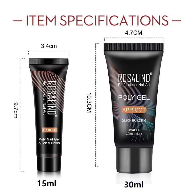 (COMPRAS 2 PACK +1 GRATIS) Kits de uñas de poligel ROSALIND POLY Nail GEL 15/30 ml esmalte de uñas