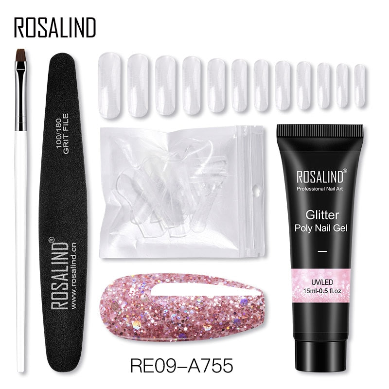 (COMPRAS 2 PACK +1 GRATIS) Kits de uñas de poligel ROSALIND POLY Nail GEL 15/30 ml esmalte de uñas