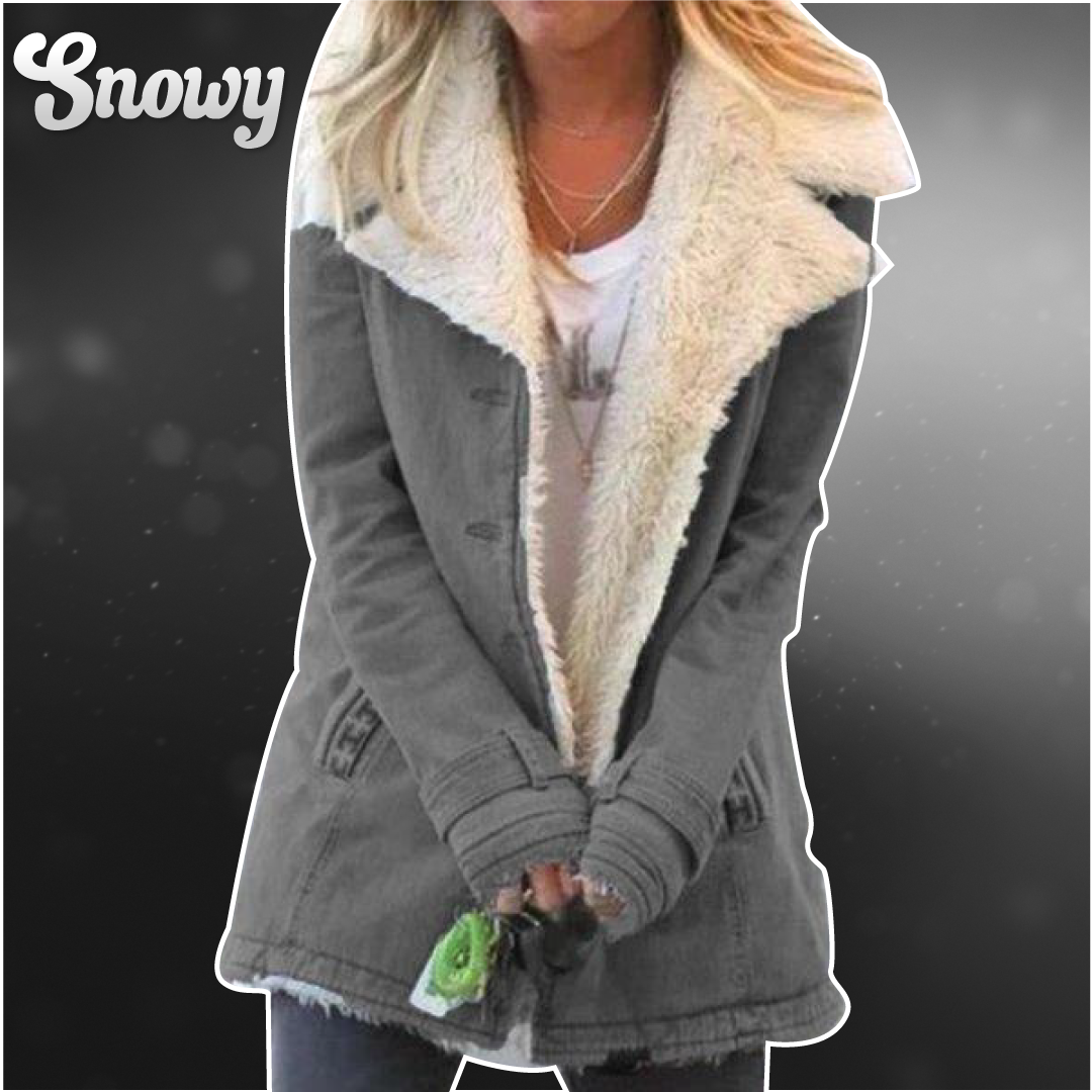 Abrigo cálido de manga larga de lana de mezclilla - Snowy™