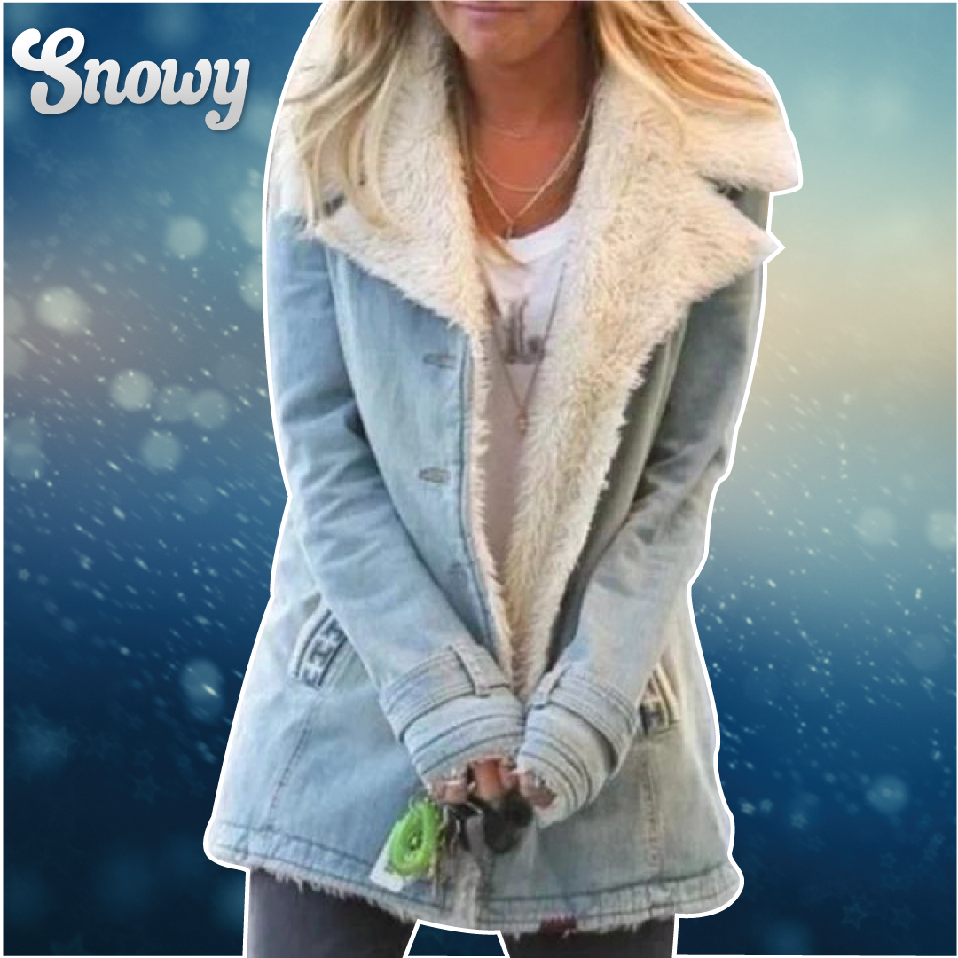 Abrigo cálido de manga larga de lana de mezclilla - Snowy™