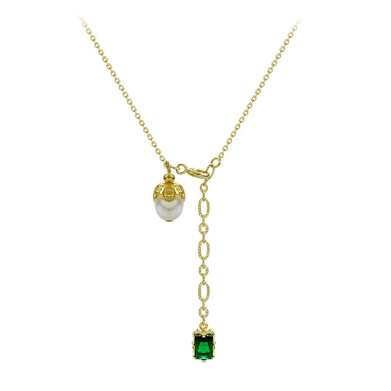 Collar - Elegant Green Pearl