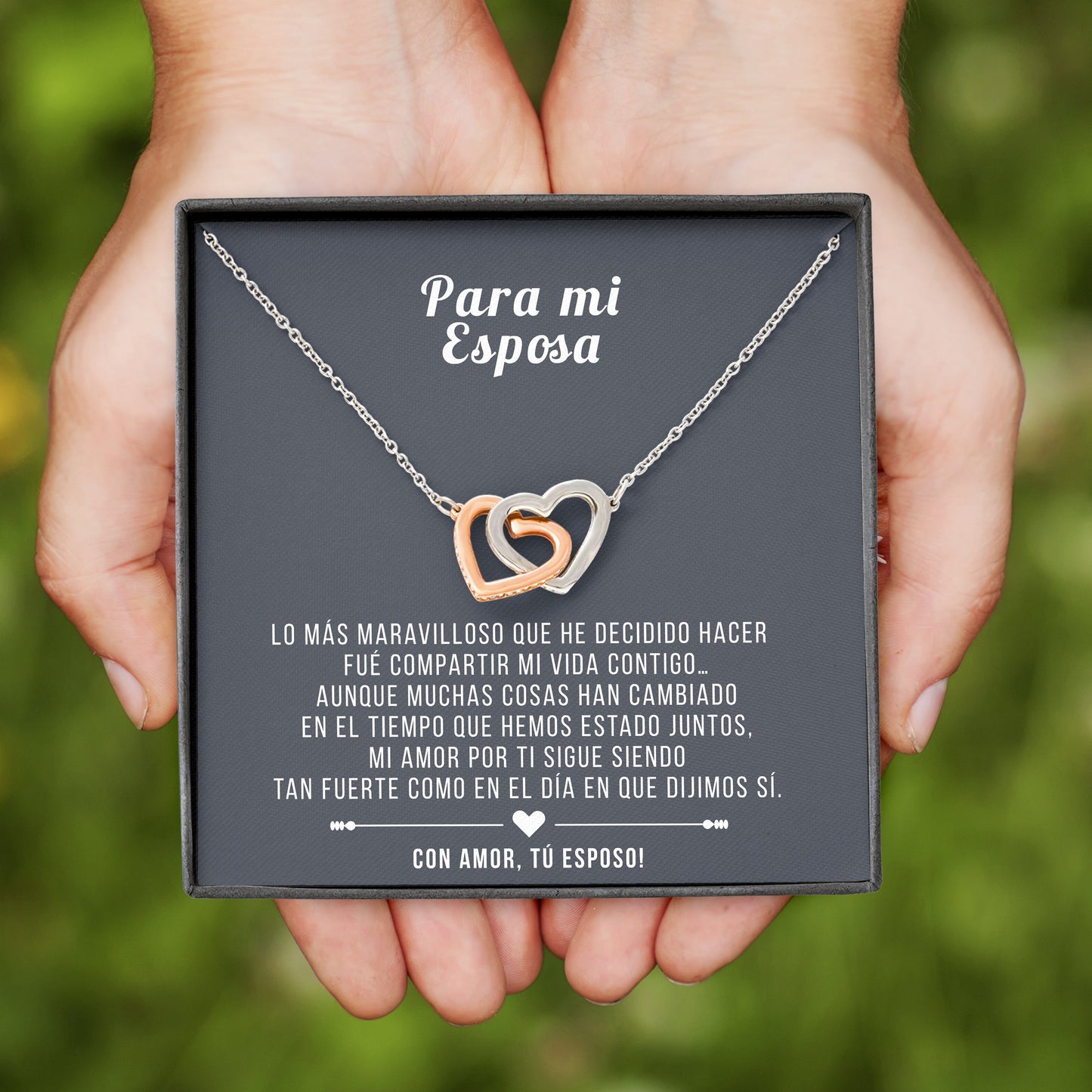 Para mi Esposa | Collar de Corazones entrelazados de Plata