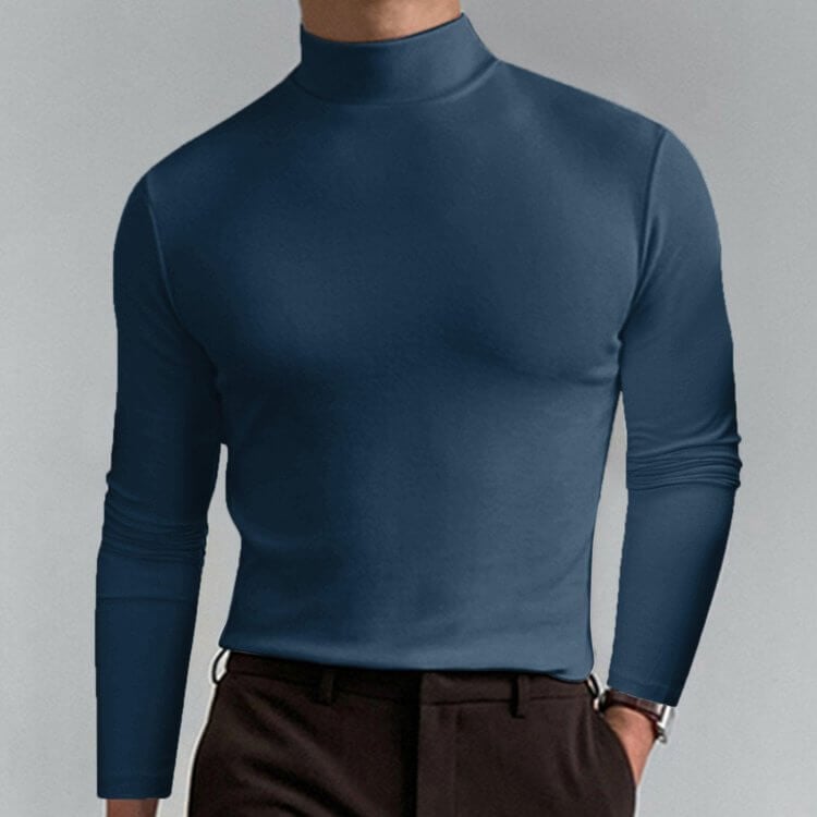 Camiseta manga larga ajustada con cuello alto para hombre - LONGSHIRT™