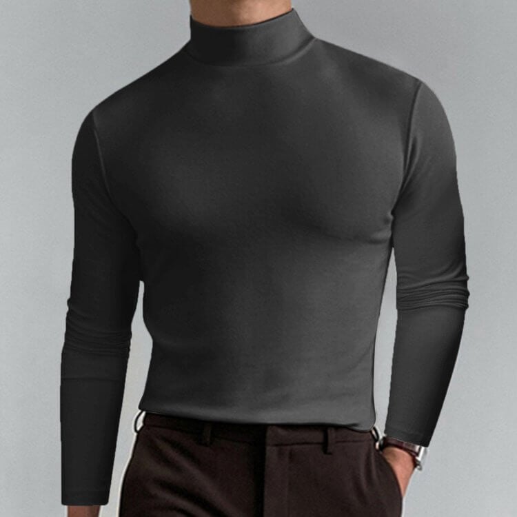Camiseta manga larga ajustada con cuello alto para hombre - LONGSHIRT™