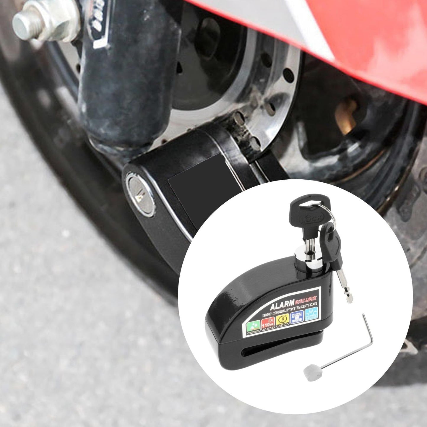 Candado De Disco 6mm Para Moto Alarma 110db Lt305