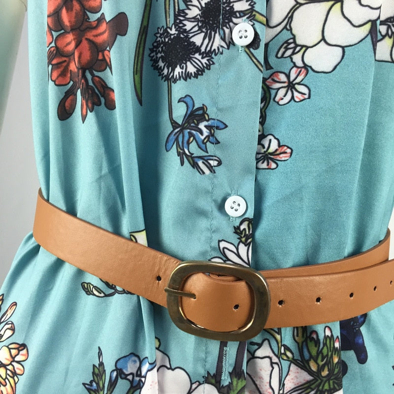 Vestido Maxi Camisero Flores Grandes