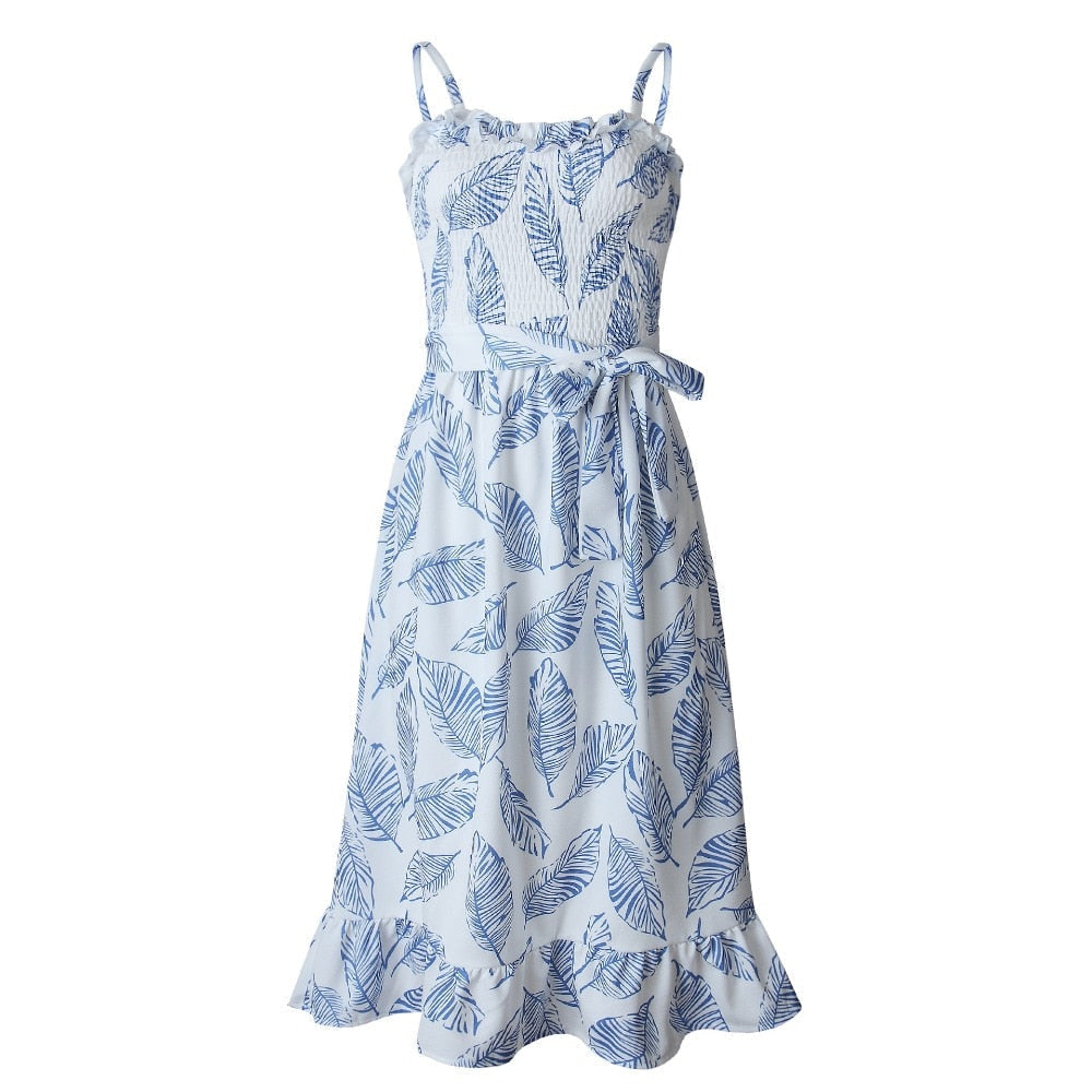 Vestido de Hojas Con Cuerpo Nido de Abeja