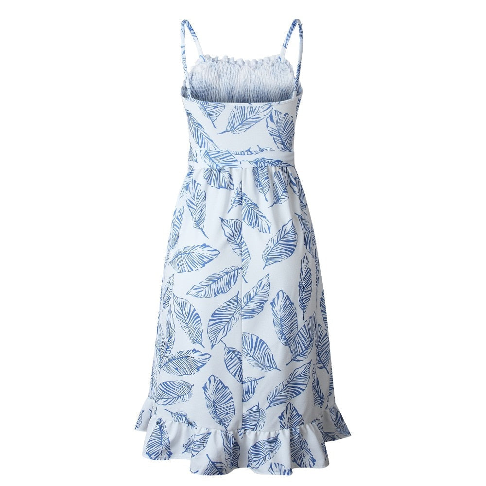 Vestido de Hojas Con Cuerpo Nido de Abeja