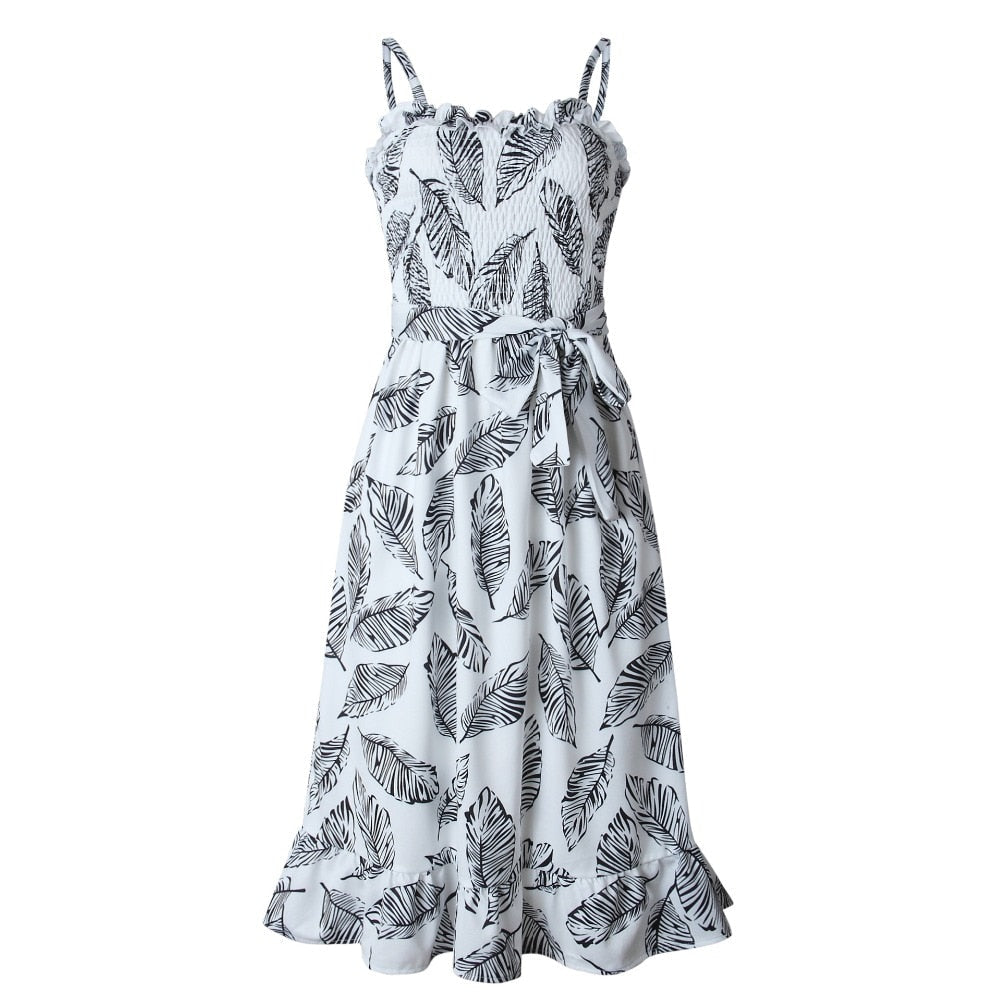 Vestido de Hojas Con Cuerpo Nido de Abeja