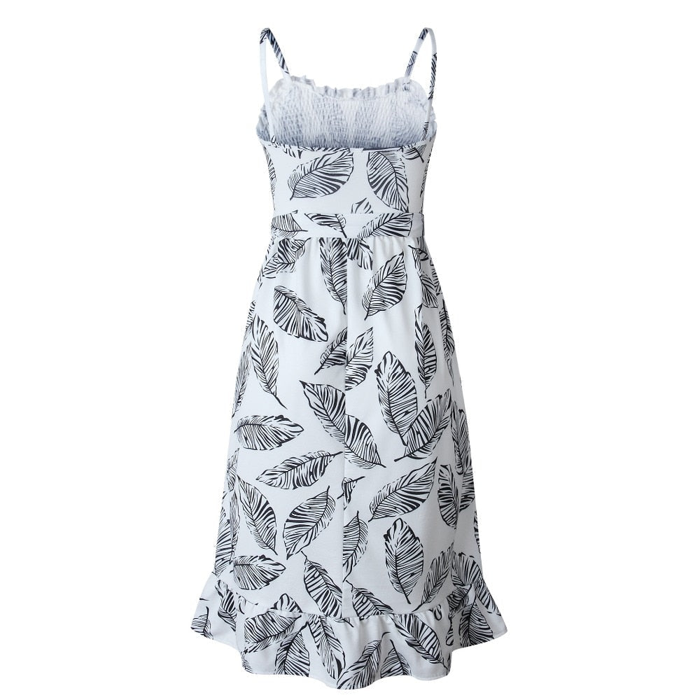 Vestido de Hojas Con Cuerpo Nido de Abeja