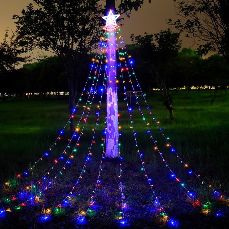 Estrella Cascada Solar – Iluminación Navideña Inteligente – Magia y Ahorro en tu Hogar Todo Diciembre