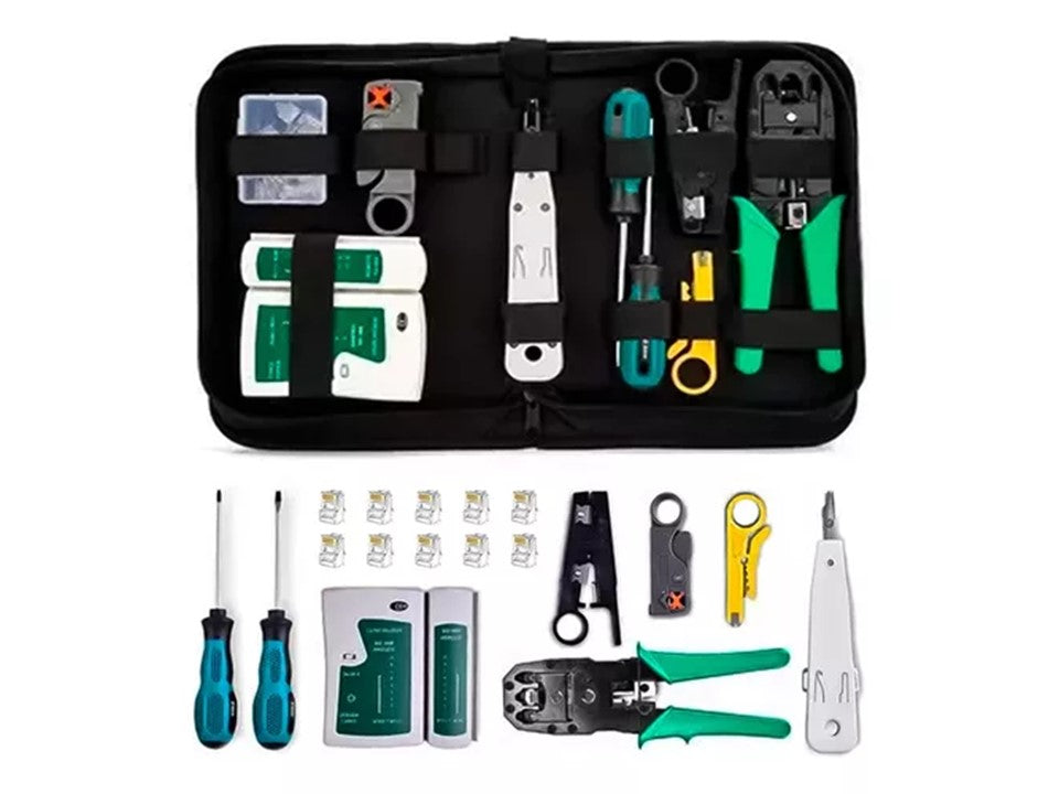 Crimpeadora Cableado Tester RJ45 UTP LAN – Kit 10 Piezas Color Negro
