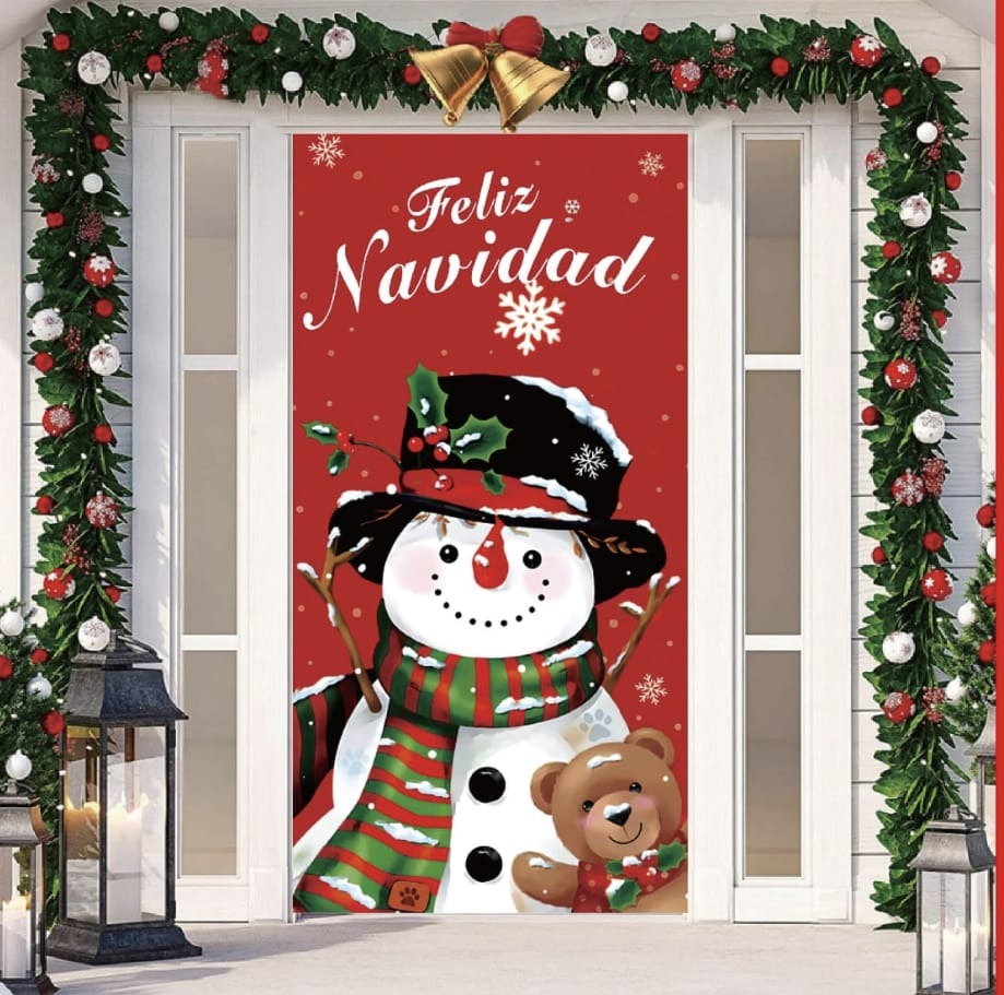 Funda de Puerta Navideña – Decoración Instantánea – Transforma tu entrada en minutos con encanto y alegría
