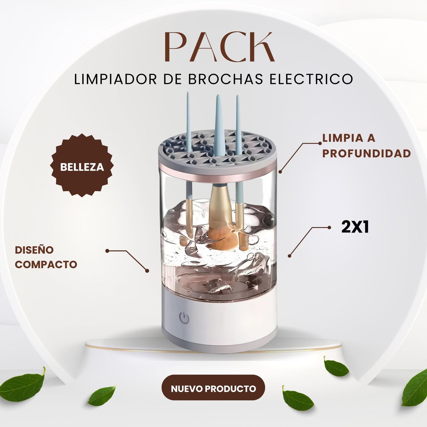 Limpiador Eléctrico de Brochas 2x1 – Limpieza Automática – Brochas limpias en minutos sin esfuerzo