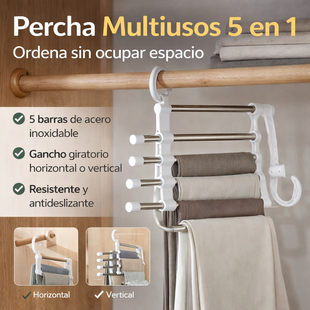 Armador de Pantalones 5 Espacios 3x1 – Ordena tu Clóset – Más Espacio en Minutos