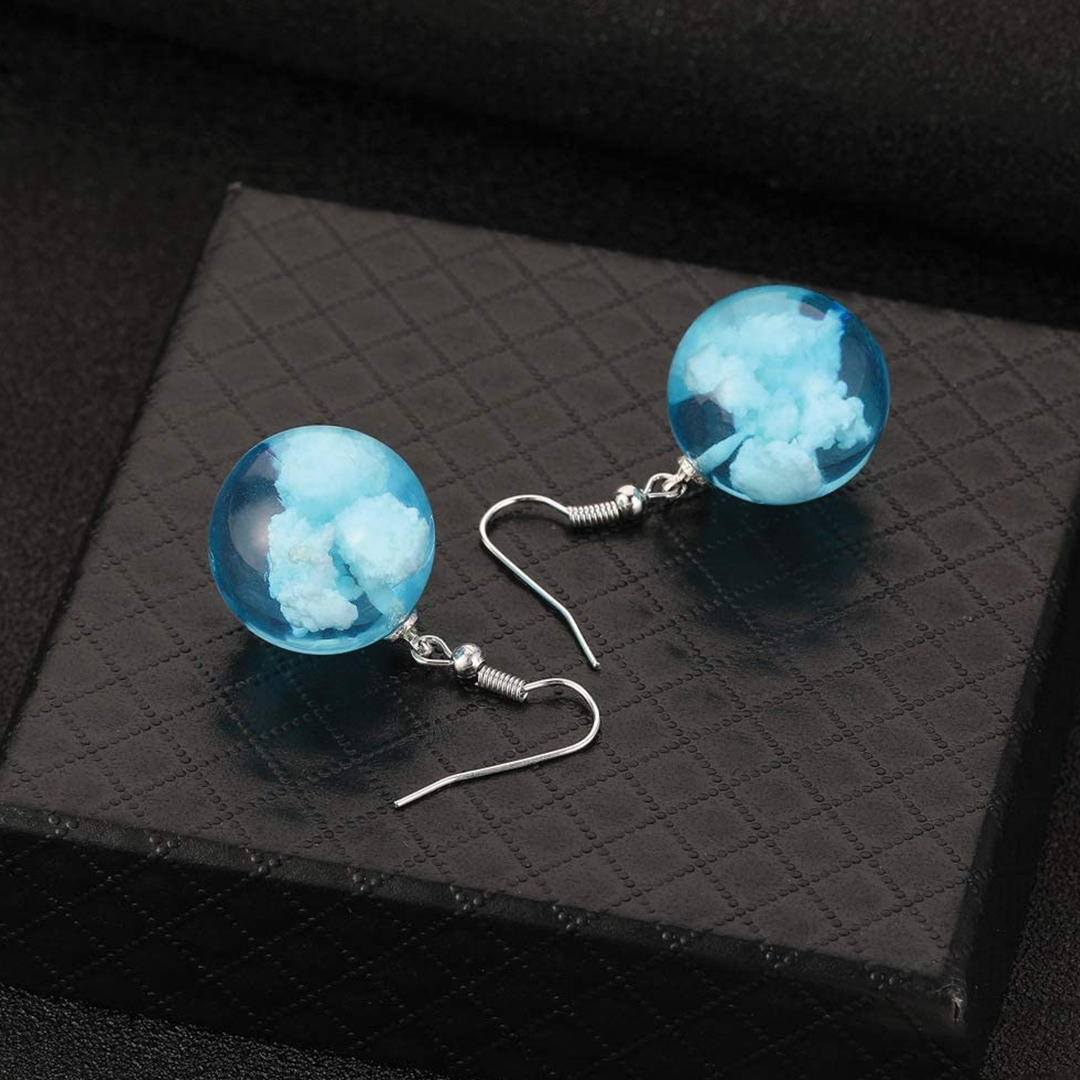 Aretes Cloudy™ Pendientes de resina con esfera de nube y cielo azul