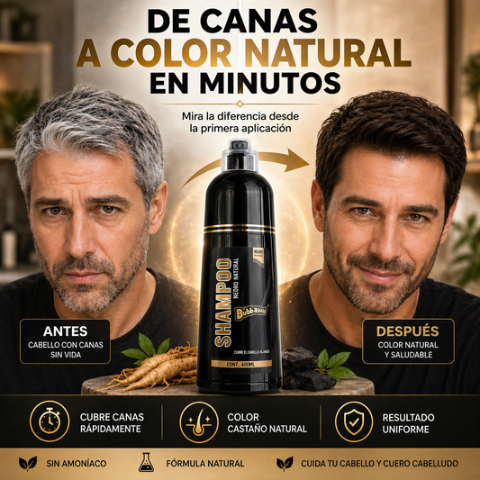 Rejuvenece tu cabello al instante Shampoo cubridor de cana.