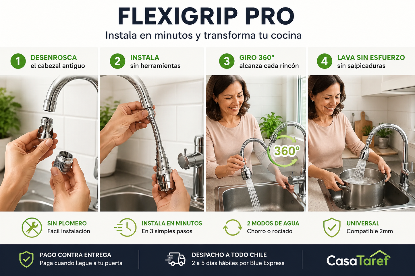 FlexiGrip Pro - Lleva 2 y paga 1, lava sin esfuerzo