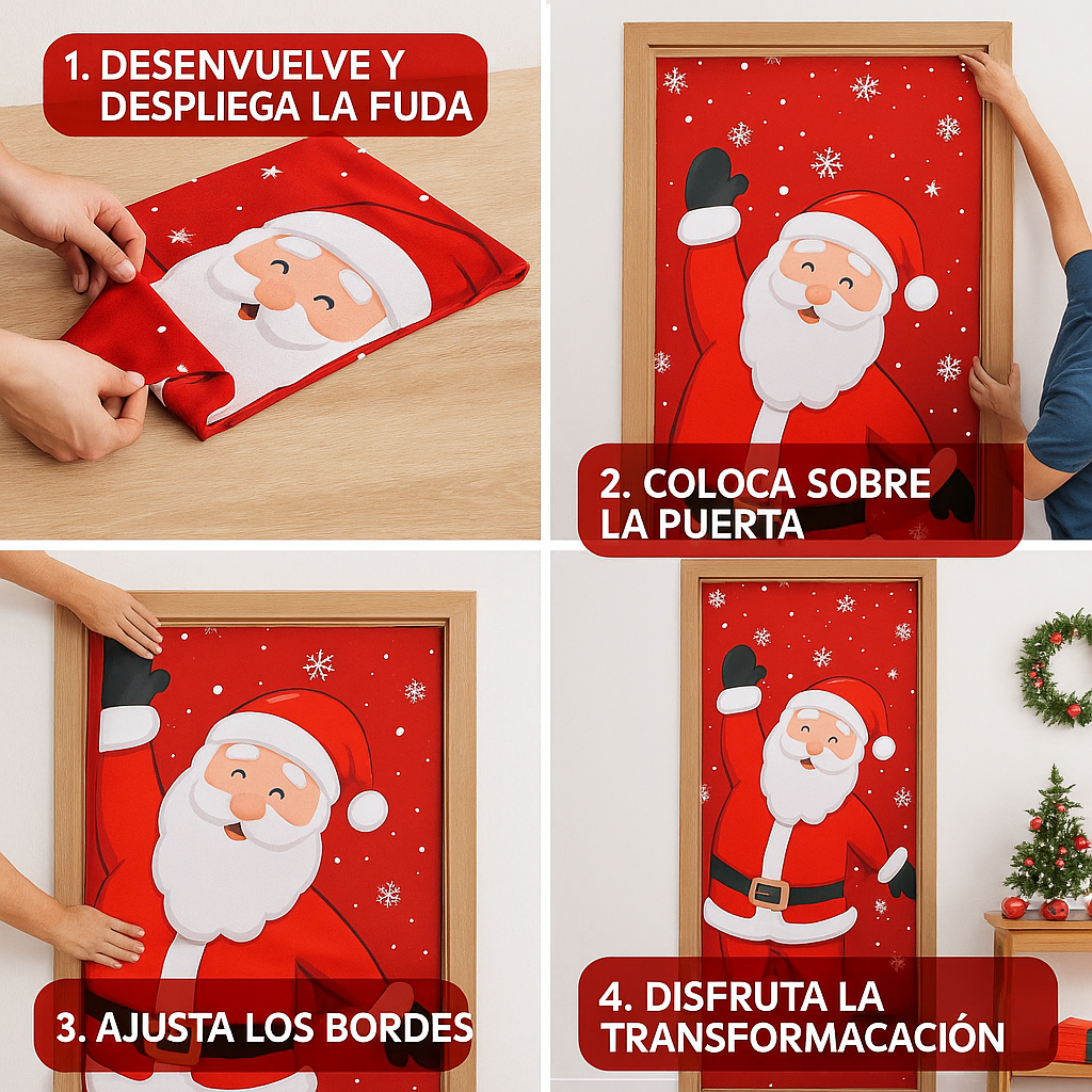 Funda de Puerta Navideña – Decoración Instantánea – Transforma tu entrada en minutos con encanto y alegría