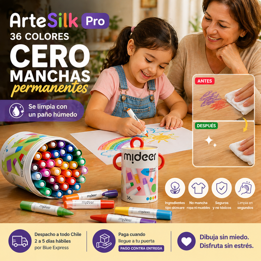 ArteSilk Pro — Los crayones que cuidan a tus hijos mientras dibujan sin manchar nada