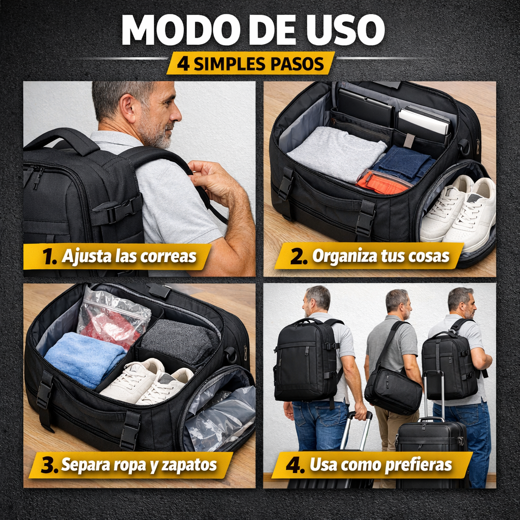 Mochila Todo en Uno – Viaje y Uso Diario – Más Espacio, Menos Desorden en Cada Salida