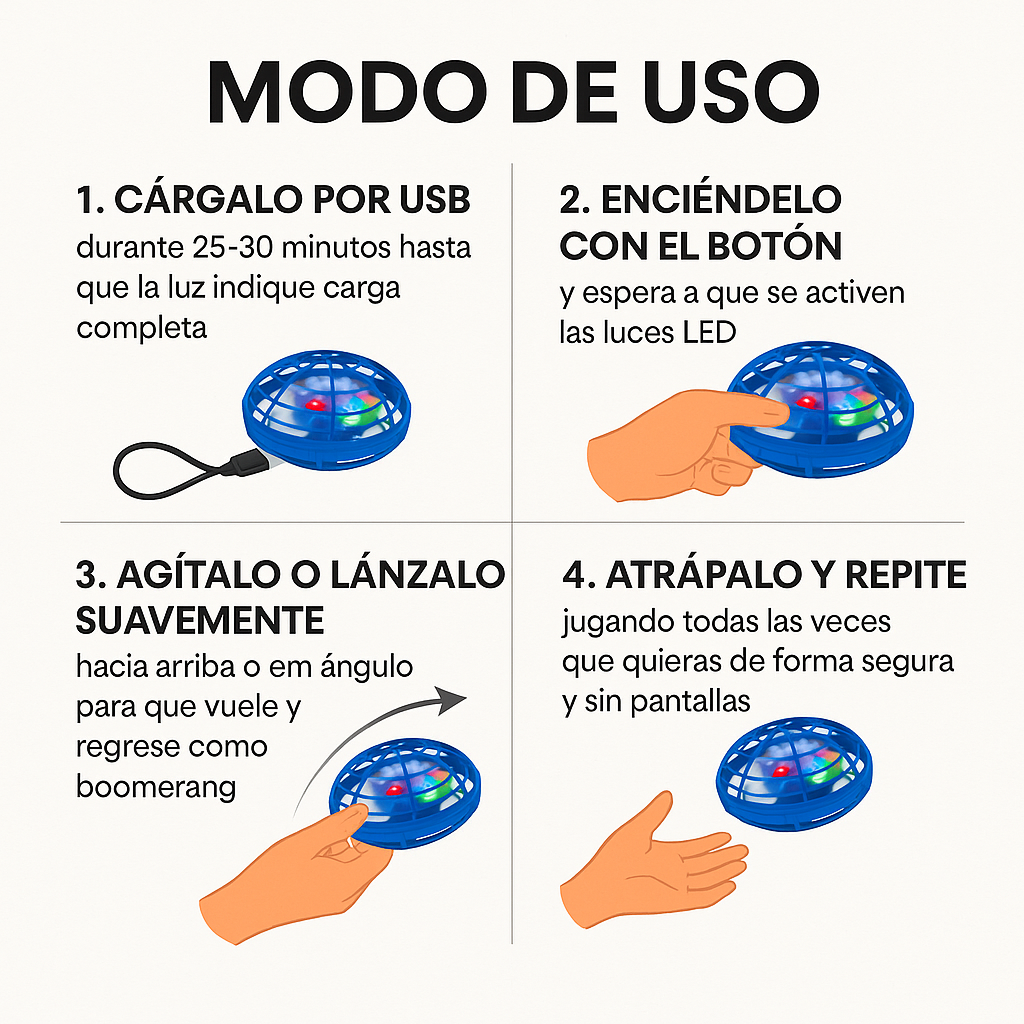 FlyNova Set x4 – Spinner Aéreo Infantil – Mantén a los niños jugando sin pantallas todo el día