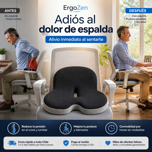 ErgoZen — Cojín ortopédico que alivia el dolor de espalda al instante