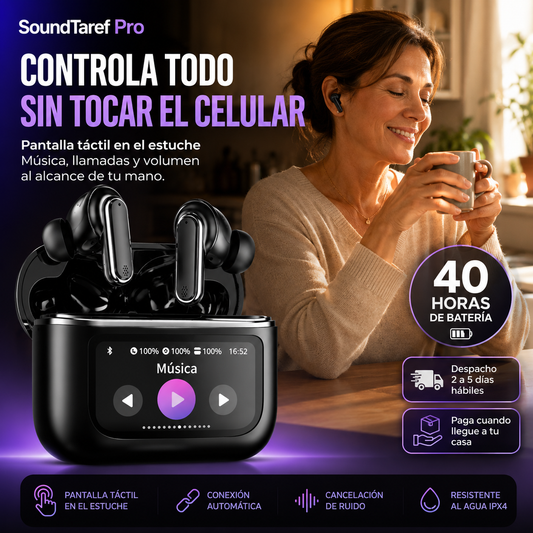 SoundTaref Pro — Audífonos con Control desde el Estuche