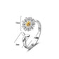 Anillo Girasol™ Anillo  de plata 925 abierto con forma de margarita, tamaño ajustable