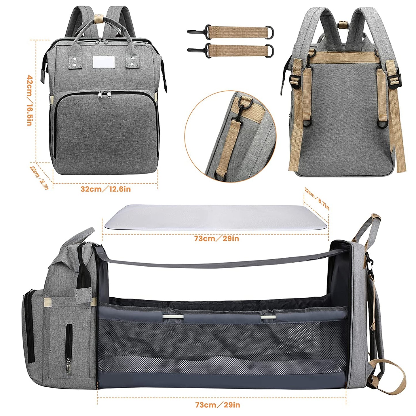 Cunappy mochila multi propósito con usb de carga