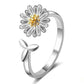 Anillo Girasol™ Anillo  de plata 925 abierto con forma de margarita, tamaño ajustable