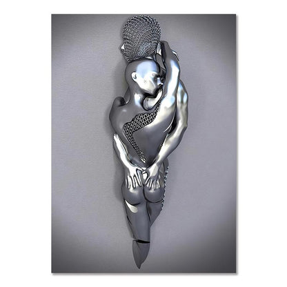 💞 Corazón amoroso gris-3D Arte de la pared