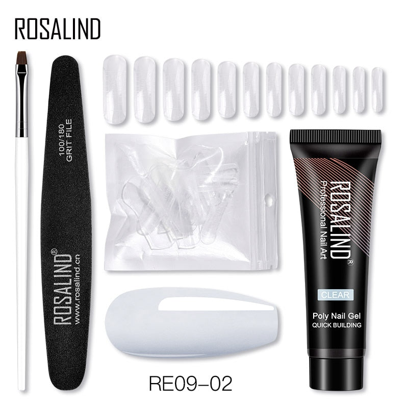 (COMPRAS  2 PACK +1 GRATIS)  Kits de uñas de poligel ROSALIND POLY Nail  GEL 15/30 ml esmalte de uñas