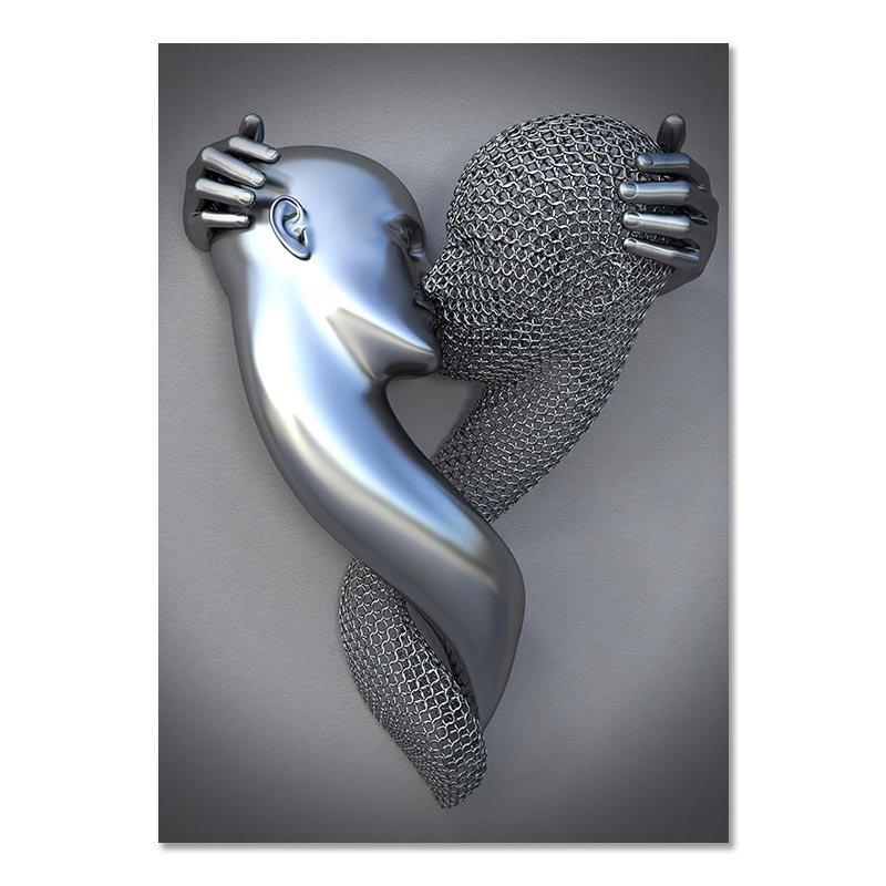 💞 Corazón amoroso gris-3D Arte de la pared