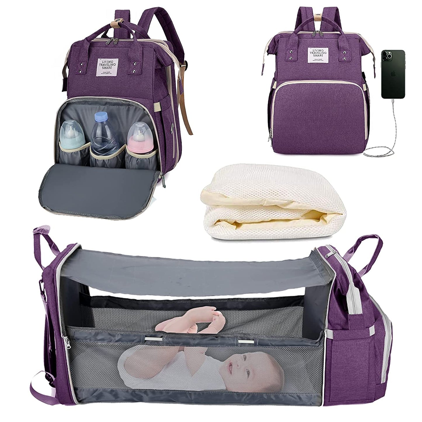 Cunappy mochila multi propósito con usb de carga