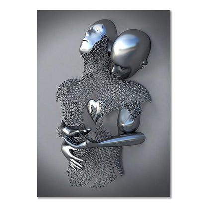 💞 Corazón amoroso gris-3D Arte de la pared