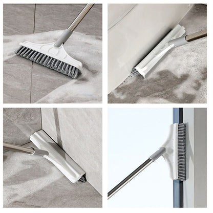 Cepillo de limpieza 2 en 1 con escobilla de goma ajustable en forma de V giratoria de 120°
