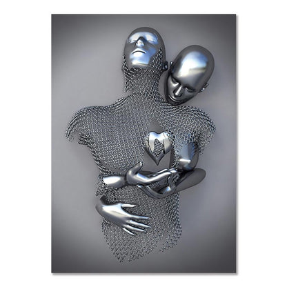 💞 Corazón amoroso gris-3D Arte de la pared