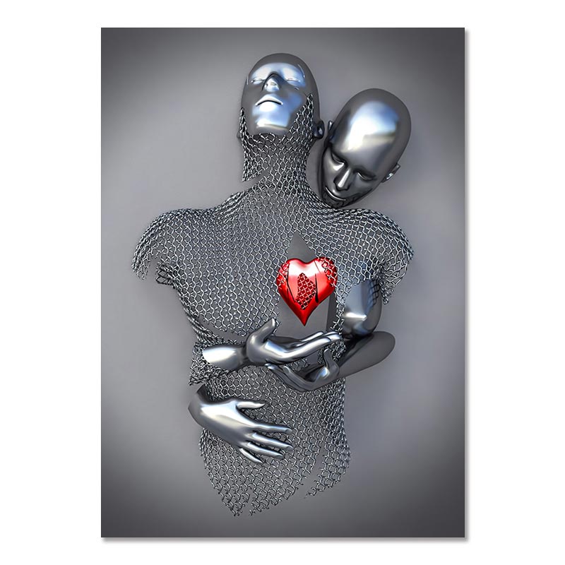 💞 Corazón amoroso gris-3D Arte de la pared