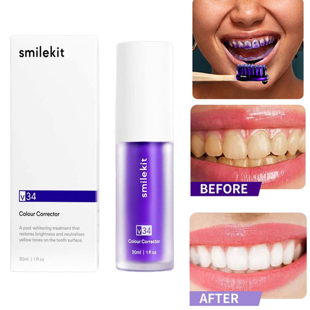 SMILEKIT™ - Nuevo V34 Series Pasta de dientes Corrector de color púrpura