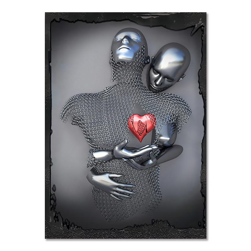 💞 Corazón amoroso gris-3D Arte de la pared