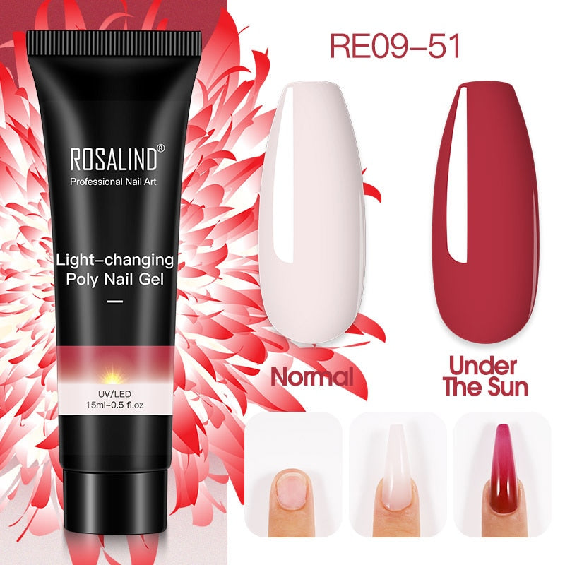 (COMPRAS  2 PACK +1 GRATIS)  Kits de uñas de poligel ROSALIND POLY Nail  GEL 15/30 ml esmalte de uñas