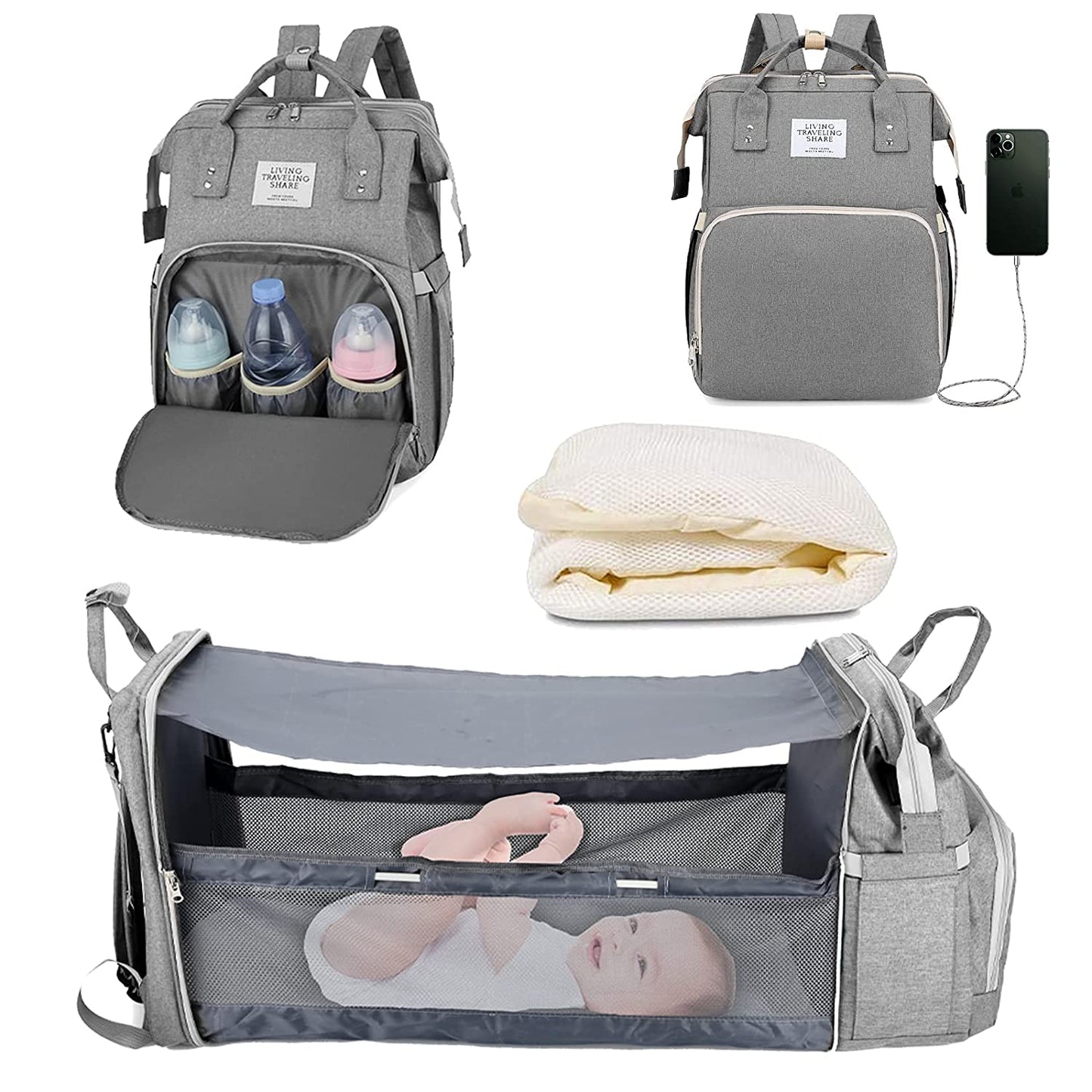 Cunappy mochila multi propósito con usb de carga