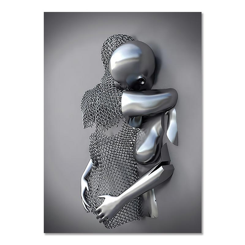 💞 Corazón amoroso gris-3D Arte de la pared