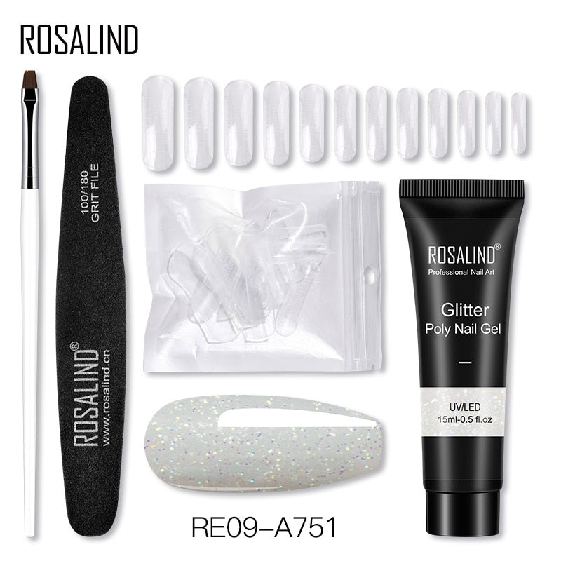 (COMPRAS  2 PACK +1 GRATIS)  Kits de uñas de poligel ROSALIND POLY Nail  GEL 15/30 ml esmalte de uñas