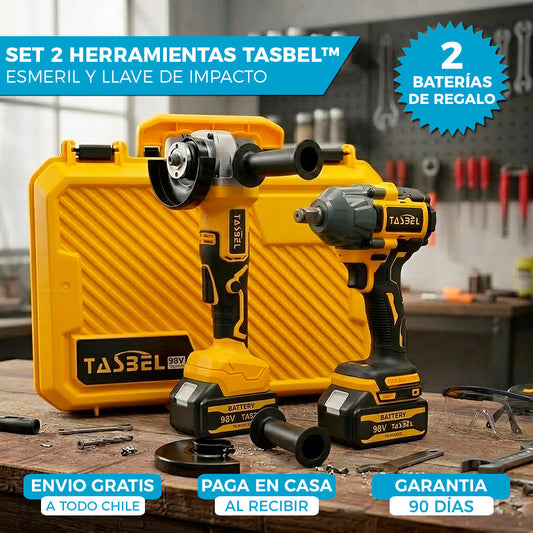 SET PROFESIONAL DE 2 HERRAMIENTAS TASBEL™ | LLAVE DE IMPACTO Y ESMERIL ⚡️