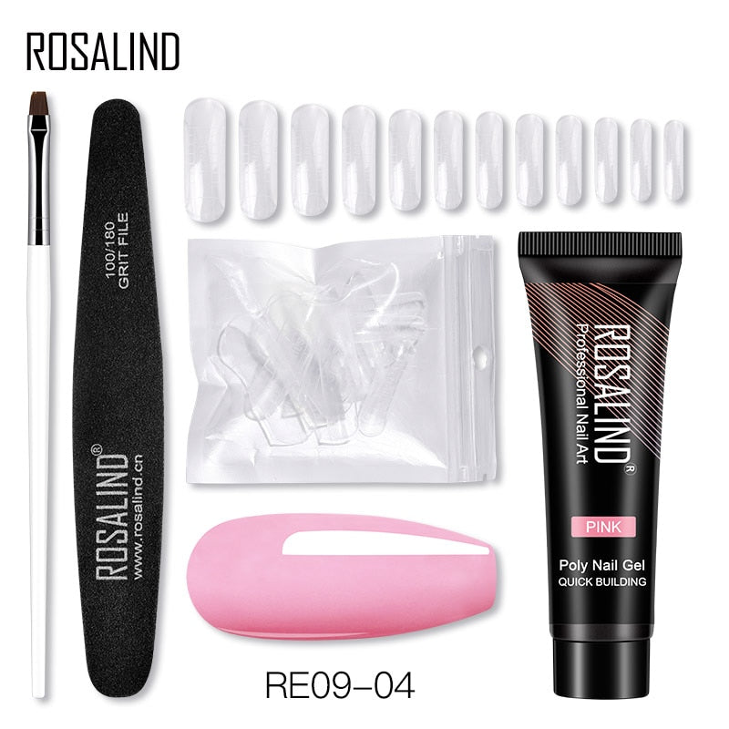 (COMPRAS  2 PACK +1 GRATIS)  Kits de uñas de poligel ROSALIND POLY Nail  GEL 15/30 ml esmalte de uñas